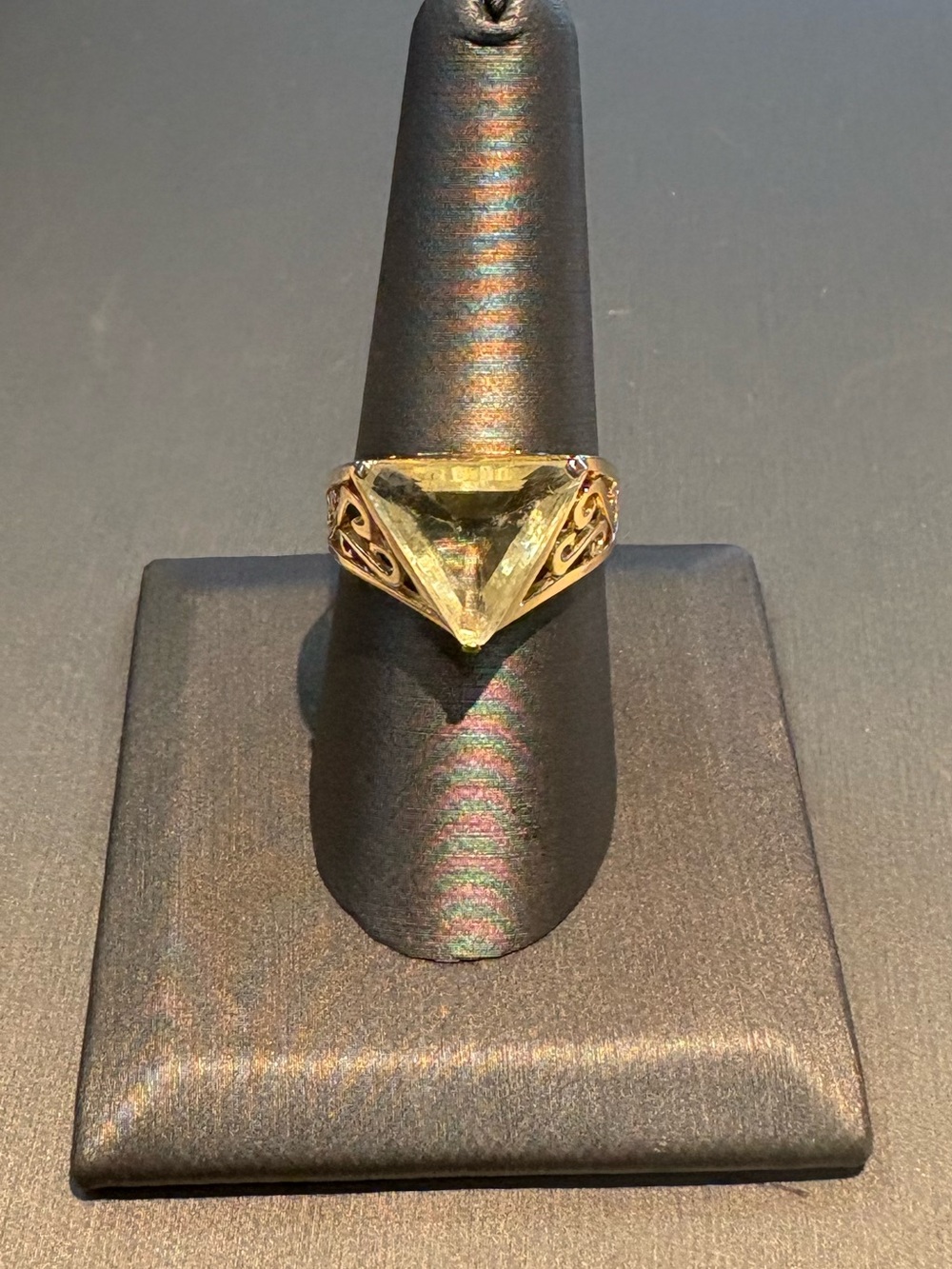 Gold-Tone Citrine Triangle Ring - Women's Fashion Ring